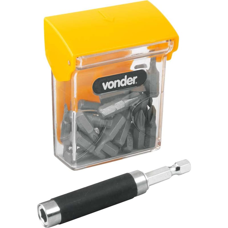 Jogo de bits/ponteiras com 21 peças, encaixe sextavado de 1/4"