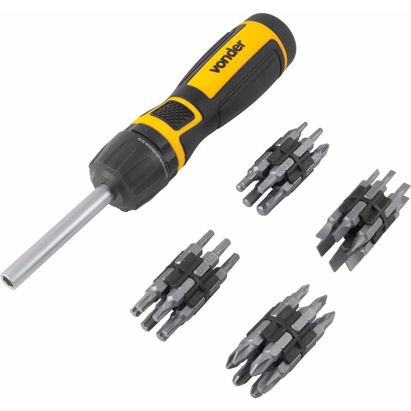 Jogo de bits/ponteiras, com 49 peças, encaixe sextavado de 1/4"