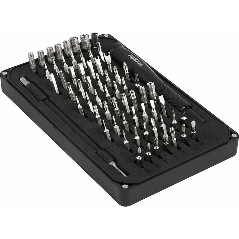 Jogo de bits/ponteiras de precisão, com 66 peças, encaixe sextavado de 4 mm