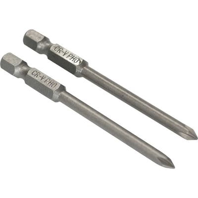 Jogo de bits de ponteiras phillips com encaixe sextavado 1/4", nº 0 x 75 mm, cartela com 2 peças