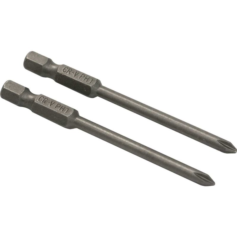 Jogo de bits de ponteiras phillips com encaixe sextavado 1/4", nº 1 x 75 mm, cartela com 2 peças