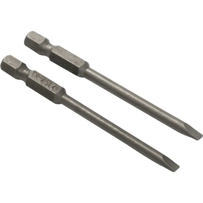 Jogo de bits/ponteiras, fenda, encaixe sextavado 1/4", 4 mm x 75 mm, cartela com 2 peças