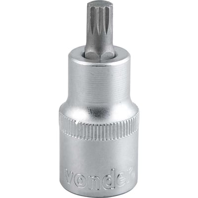 Soquete multidentado, curto, com encaixe de 1/2", M12