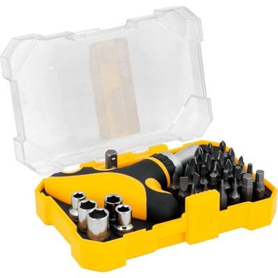 Jogo de bits/ponteiras, com 32 peças, encaixe sextavado de 1/4"