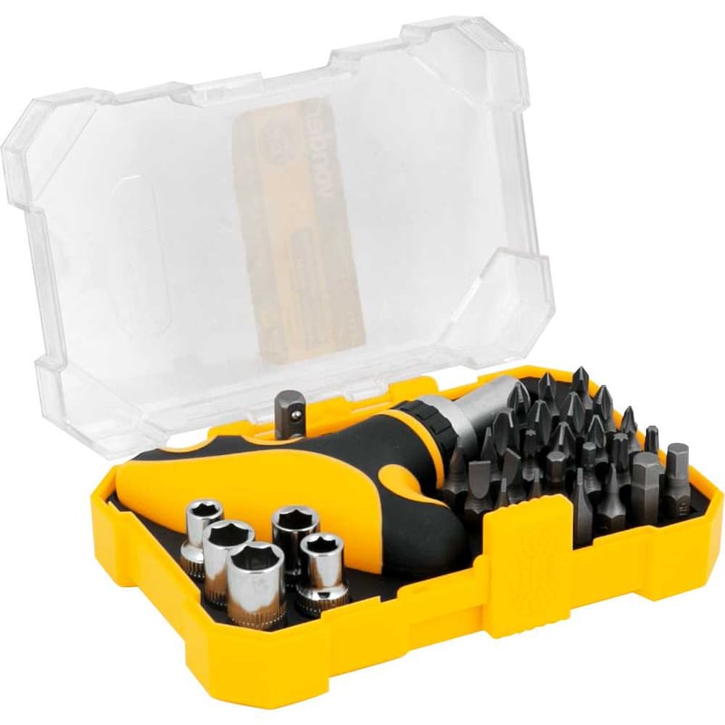Jogo de bits/ponteiras, com 32 peças, encaixe sextavado de 1/4"