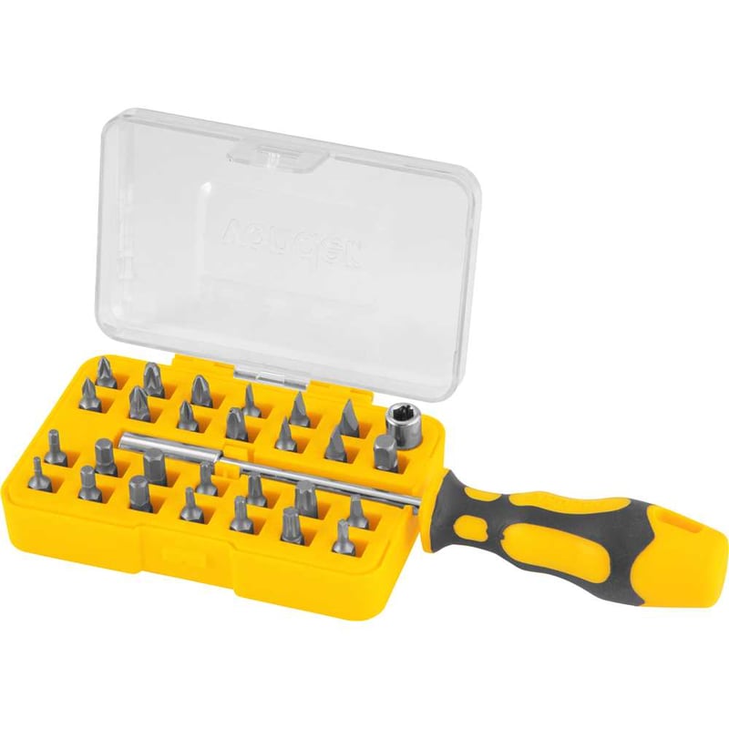 Jogo de bits/ponteiras com 29 peças, encaixe sextavado 1/4"