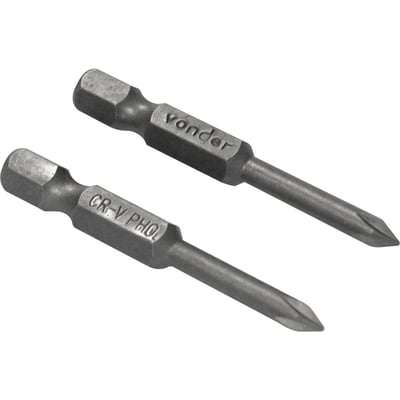 Jogo de bits de ponteiras phillips com encaixe sextavado 1/4", nº 0 x 50 mm, cartela com 2 peças