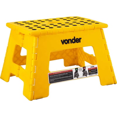 Banqueta plástica dobrável, amarela, altura 220 mm