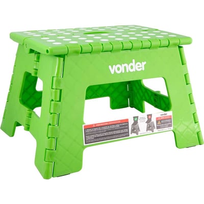 Banqueta plástica dobrável, verde, altura 220 mm