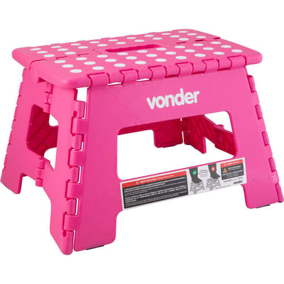 Banqueta plástica dobrável, rosa, altura 220 mm