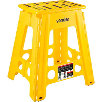 Banqueta plástica dobrável, amarela, altura 450 mm