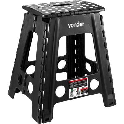 Banqueta plástica dobrável, preta, altura 450 mm