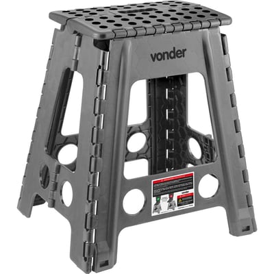 Banqueta plástica dobrável, cinza, altura 450 mm