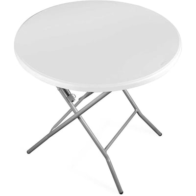 Mesa dobrável redonda, 80 cm, branca