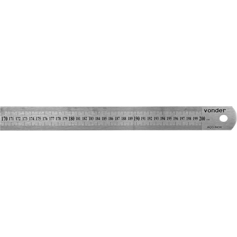 Escala de aço inox, 2.000 mm, rígida