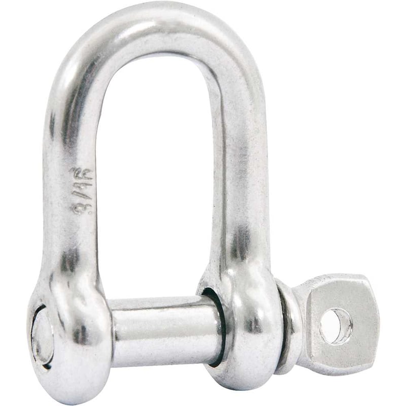 Manilha reta para cabo de aço, 1/4", aço inox