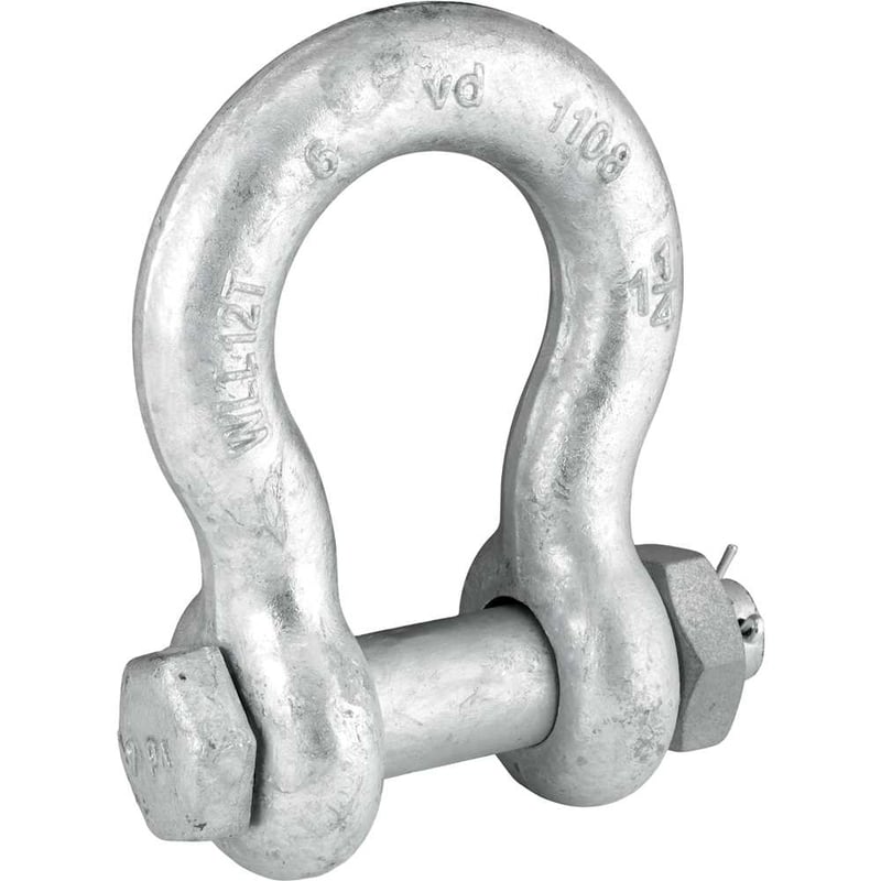 Manilha curva, 1.1/4", 12,0 T, com porca e cupilha, VONDER PLUS