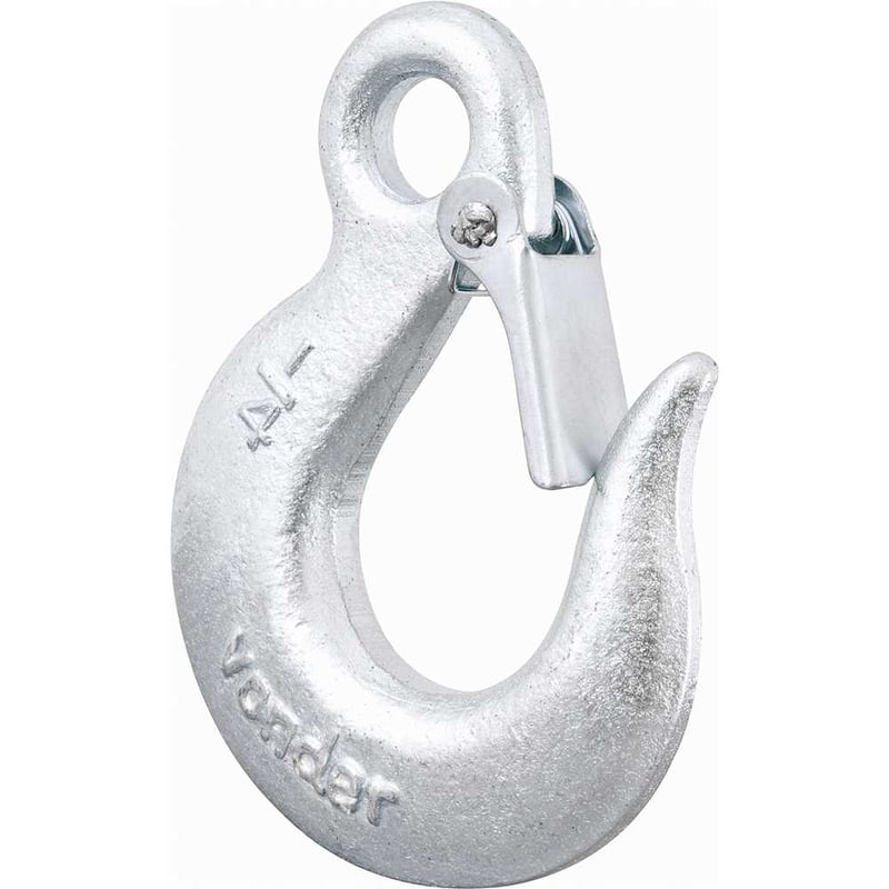 Gancho de aço com olhal, 0,8 tonelada, 1/4", com trava
