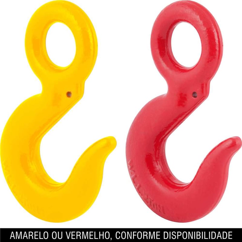 Gancho olhal em aço, 2,00 T - 7/16", sem trava, pintado