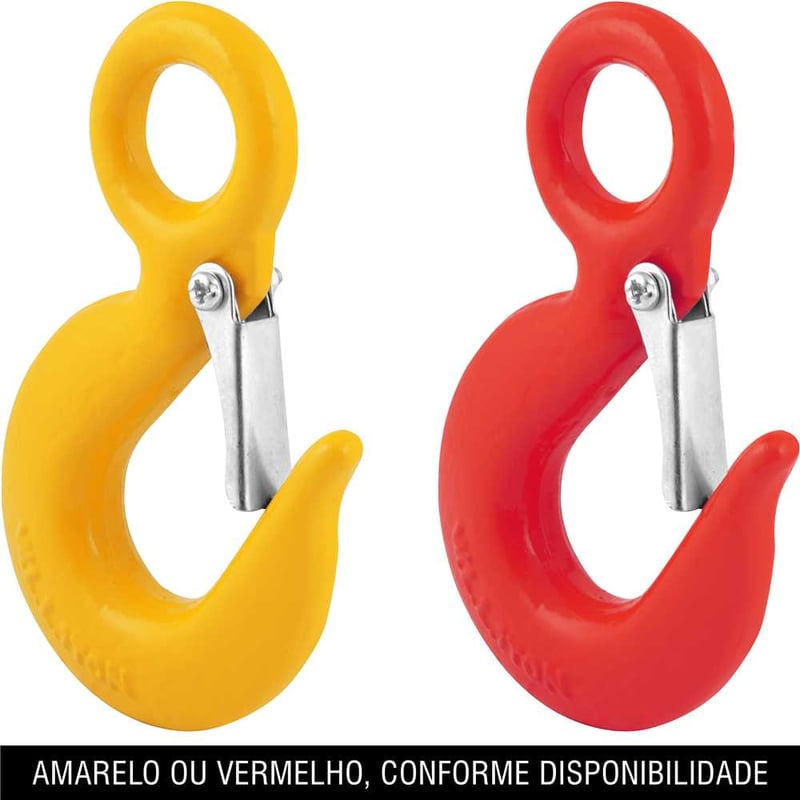 Gancho de aço com olhal, 1,0 tonelada, 5/16", com trava
