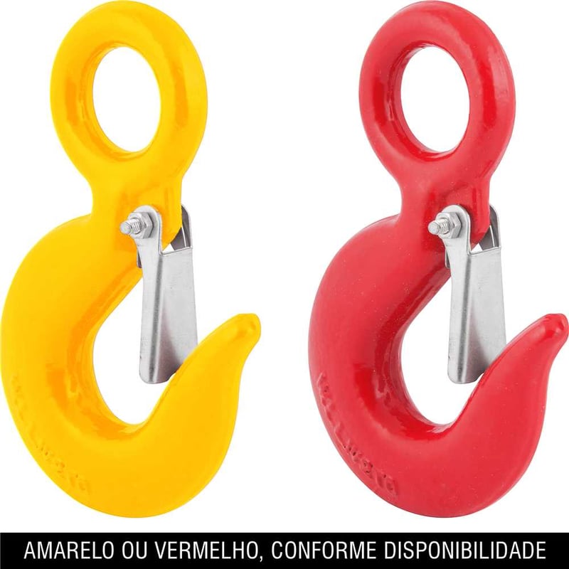Gancho de aço com olhal, 1,5 toneladas, 3/8", com trava