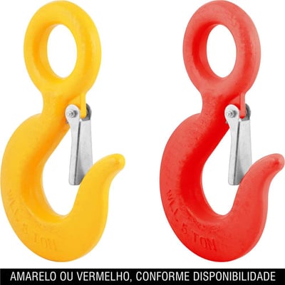 Gancho de aço com olhal, 5,0 toneladas, 3/4", com trava