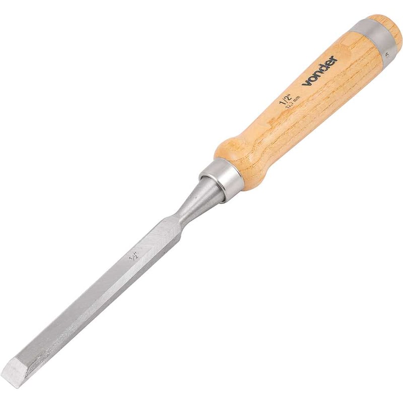 Formão chanfrado reto 1/2", com cabo em madeira