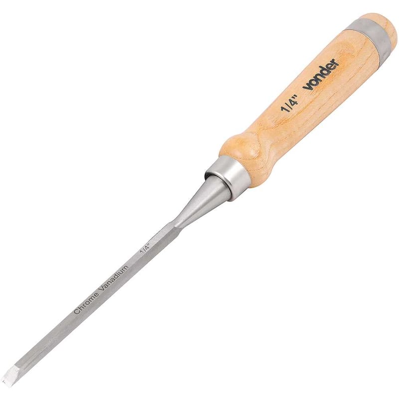 Formão chanfrado reto 1/4", com cabo em madeira