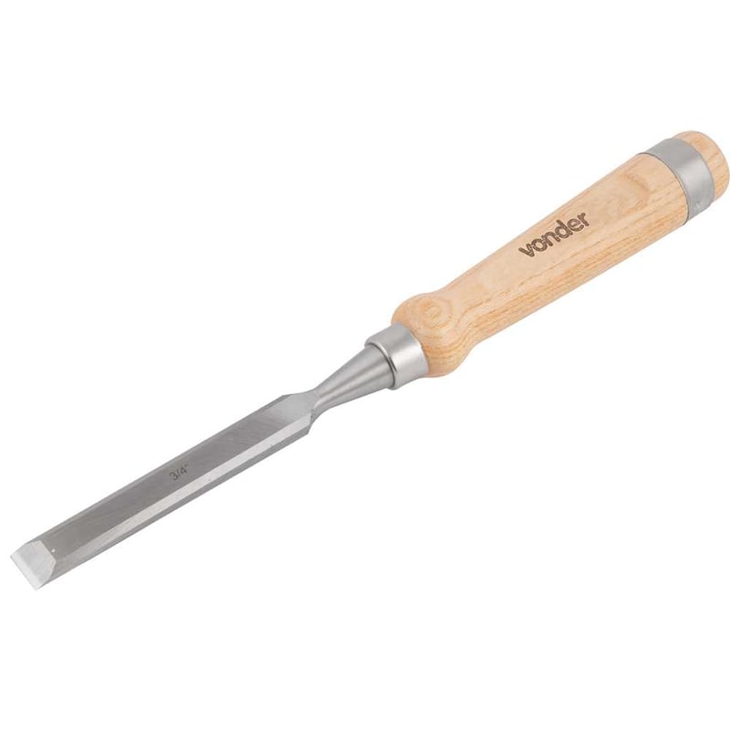 Formão chanfrado reto 3/4", com cabo em madeira
