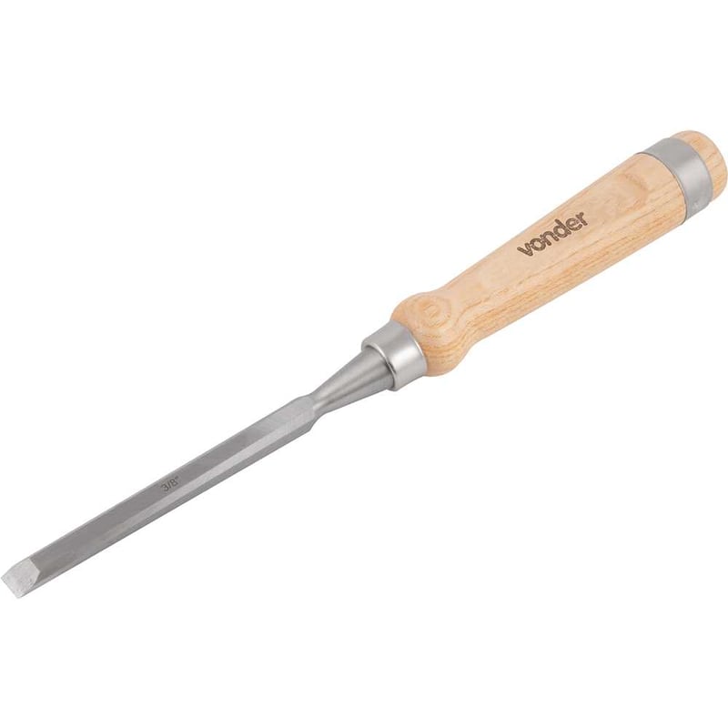 Formão chanfrado reto 3/8", com cabo em madeira