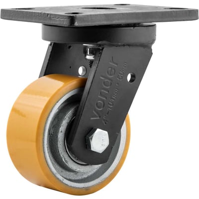 Rodízio giratório industrial 4", de poliuretano e ferro fundido