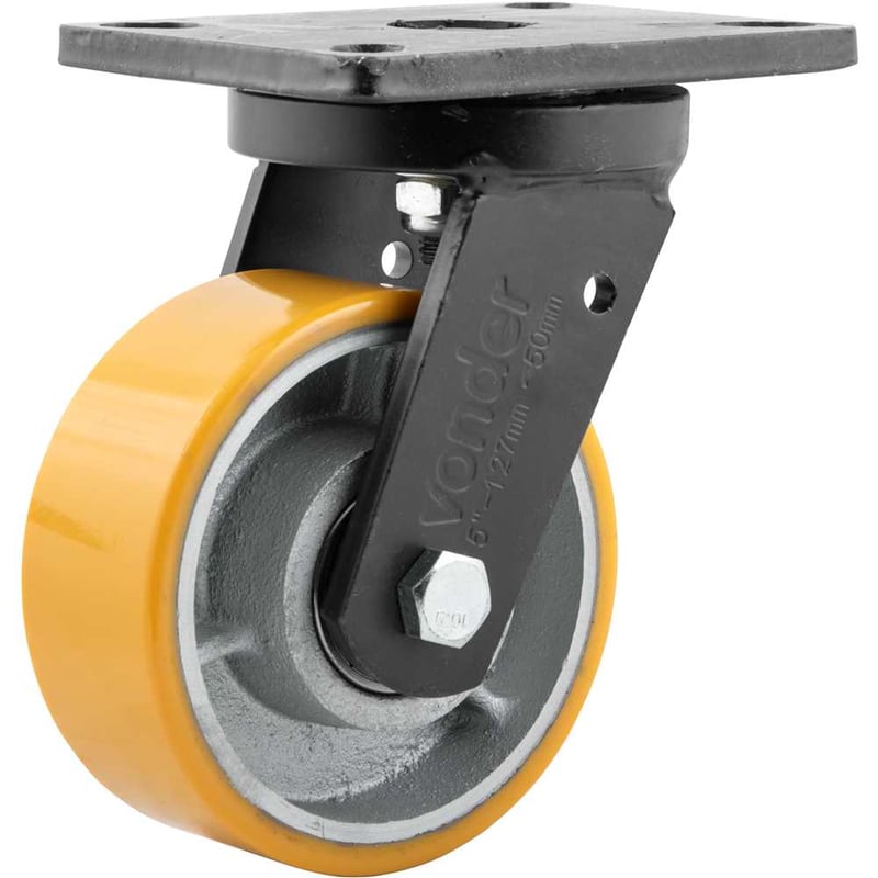 Rodízio giratório industrial 5", de poliuretano e ferro fundido