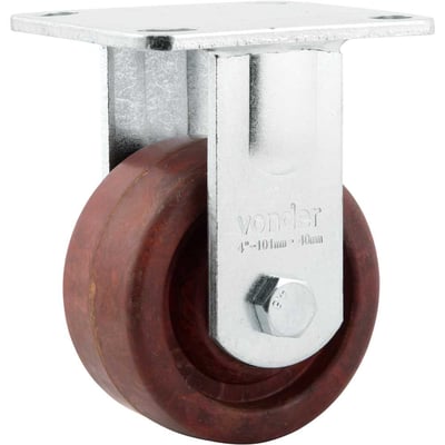 Rodízio fixo industrial 4", de celeron, marrom