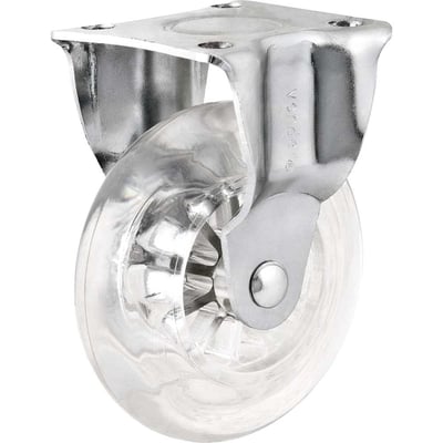 Rodízio fixo leve 3", de poliuretano, transparente