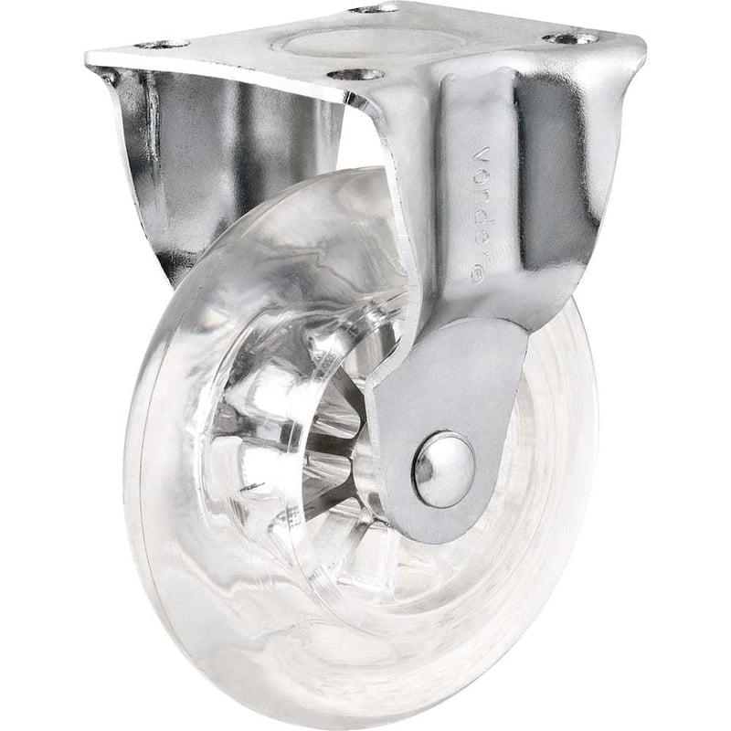 Rodízio fixo leve 3", de poliuretano, transparente