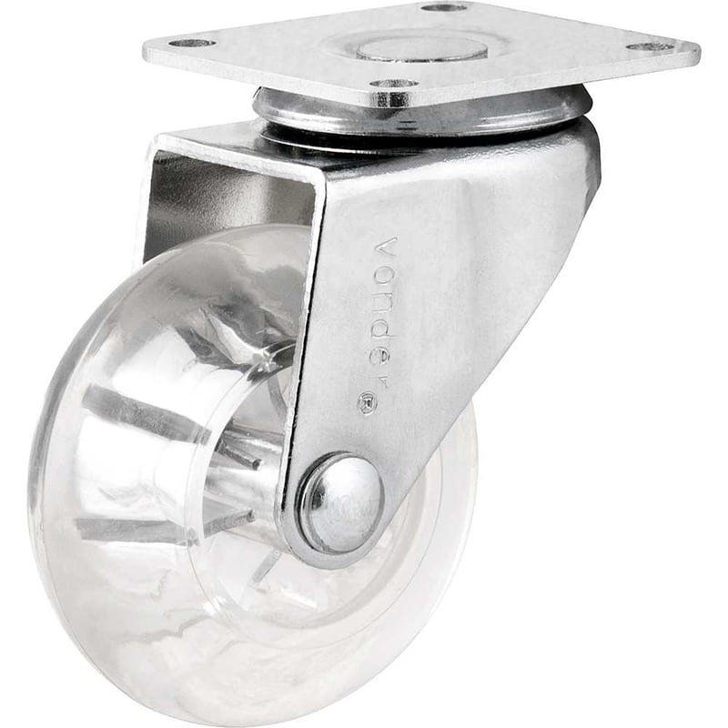 Rodízio giratório leve 2", de poliuretano, transparente