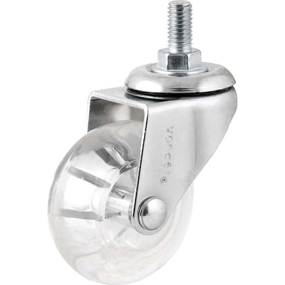 Rodízio giratório leve 2", de poliuretano, transparente, com pino