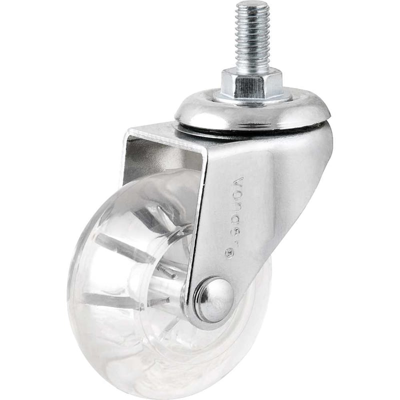 Rodízio giratório leve 2", de poliuretano, transparente, com pino