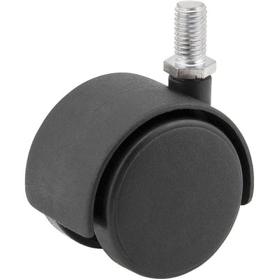 Rodízio giratório duplo leve 2.3/8", de nylon, preto, com rosca