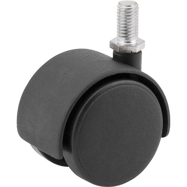 Rodízio giratório duplo leve 2.3/8", de nylon, preto, com rosca