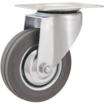 Rodízio giratório leve 3", de borracha, cinza