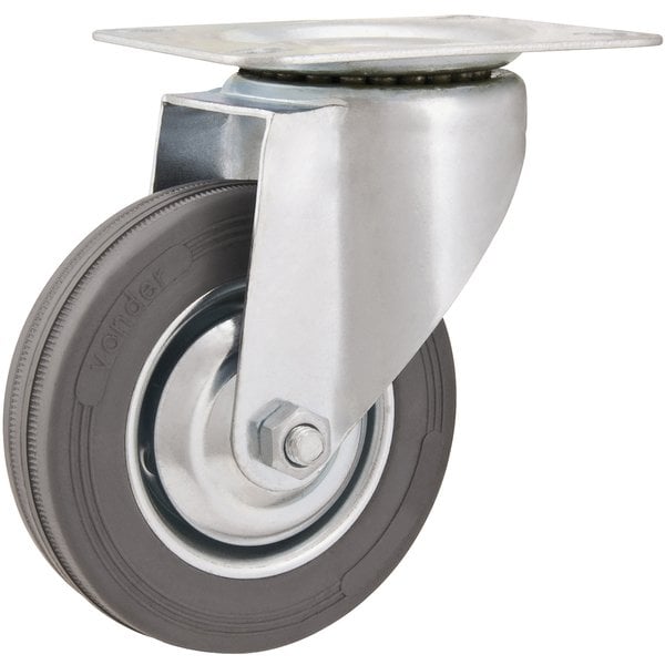 Rodízio giratório leve 3", de borracha, cinza