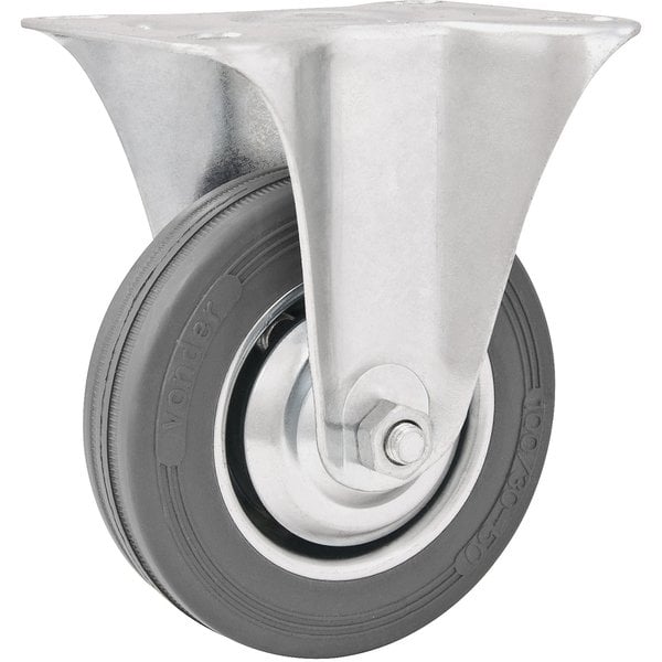 Rodízio fixo leve 3", de borracha, cinza
