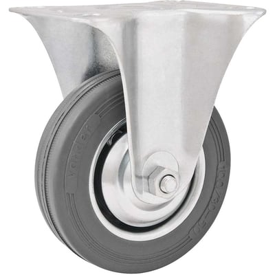 Rodízio fixo leve 4", de borracha, cinza