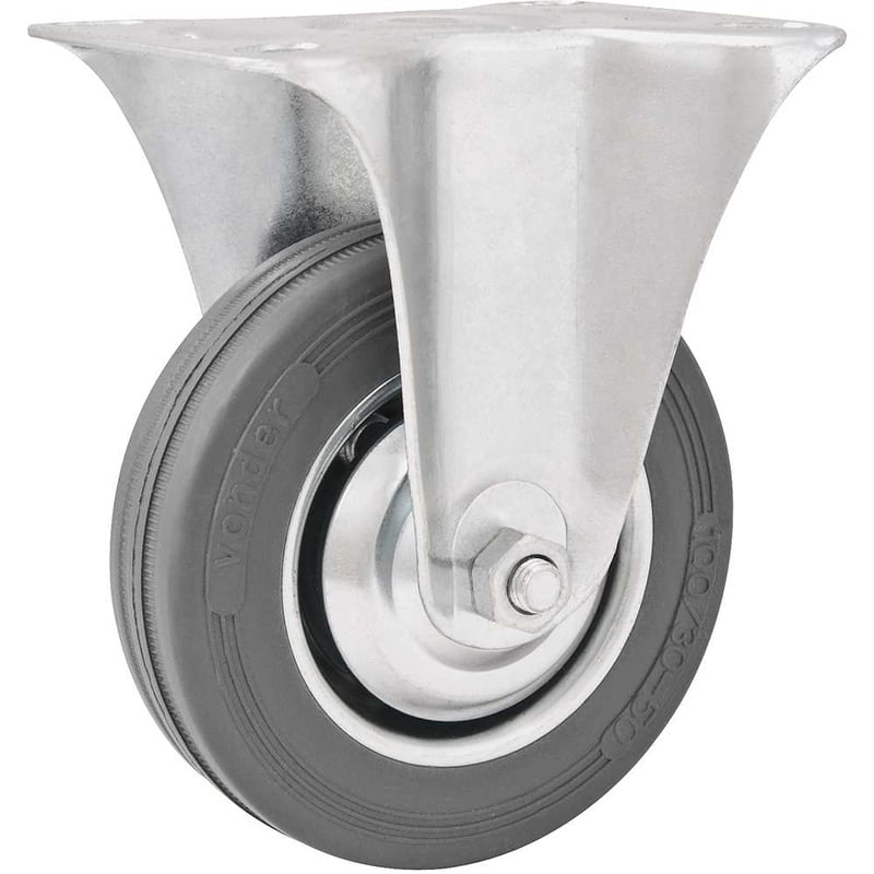 Rodízio fixo leve 4", de borracha, cinza