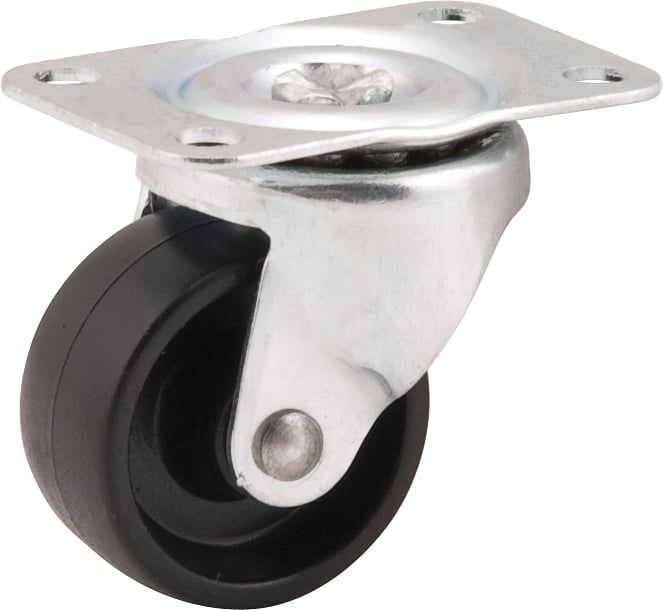 Rodízio giratório leve 1.1/4", de nylon, preto
