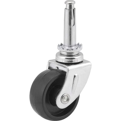 Rodízio giratório leve 1.9/16", de nylon, preto, com cone