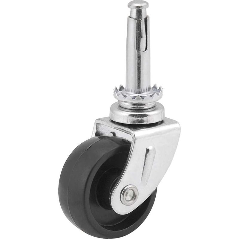 Rodízio giratório leve 1.9/16", de nylon, preto, com cone
