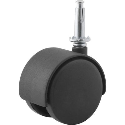 Rodízio giratório duplo leve 1.9/16", de nylon, preto, com cone
