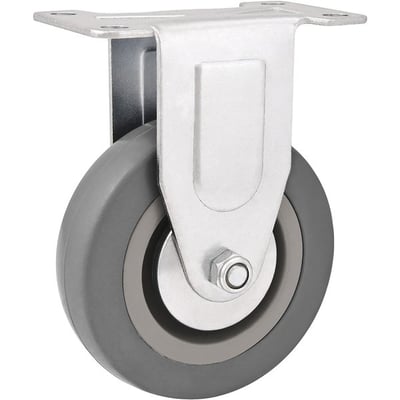 Rodízio fixo industrial leve 2", de borracha e PVC, cinza